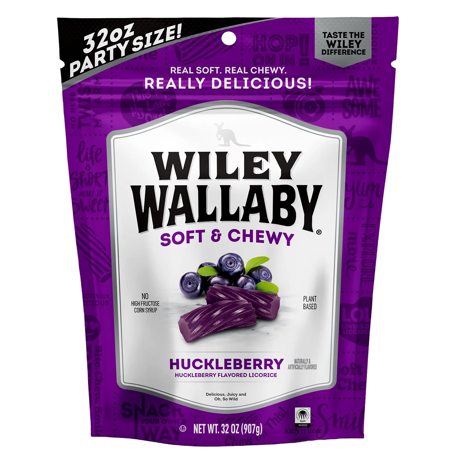 Huckleberry Flavored Aussie Licorice, 32 oz. Wiley Wallaby