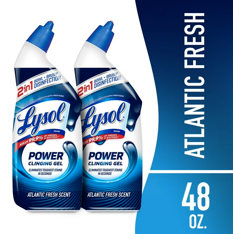 Lysol Power Toilet Bowl Cleaner Gel Disinfecting and Stain Removal 24oz (2-Pack) | Wizo