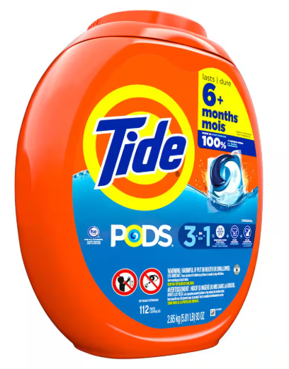 Tide Original Scent Liquid Laundry Detergent Pods, 112-Count,3 in 1