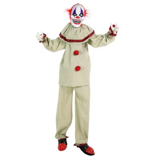 Haunted Hill Farm 60 in. Touch Activated Animatronic Clown Red and Purple