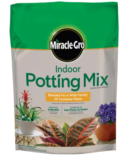 Miracle-Gro Indoor Potting Mix 6 qt. Blended for a Wide Variety of Houseplants, Feeds up to 6 Months