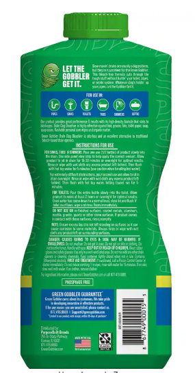 Green Gobbler Drain and Toilet Clog Dissolver and Remover 31 oz.