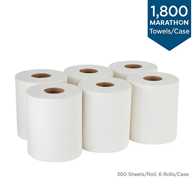 Marathon Premium Centerpull 1-Ply Paper Towels, White (303 sheets/roll, 6 rolls)