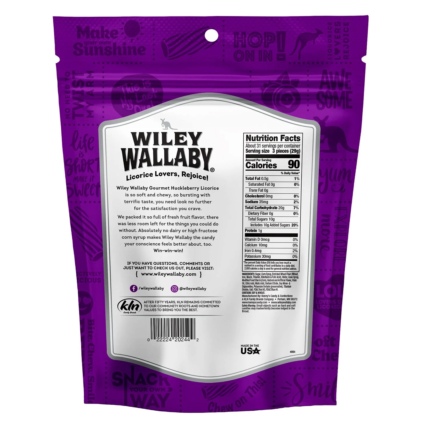 Huckleberry Flavored Aussie Licorice, 32 oz. Wiley Wallaby