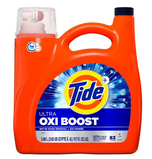 Tide Ultra Oxi Boost Liquid Laundry Detergent (83-Loads) 117 oz.