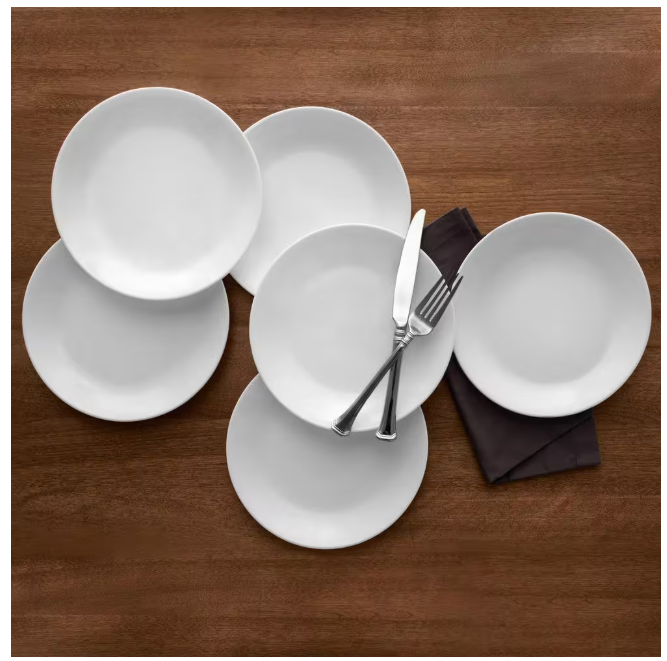 Corelle Classic 8.5 in. Winter Frost White Lunch Plates (Set of 6)