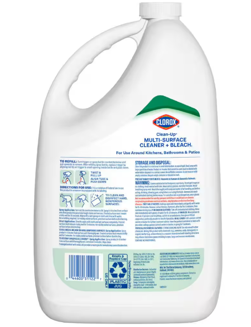 Clorox Clean-Up 128 oz. Original Scent All-Purpose Cleaner with Bleach Spray Refill