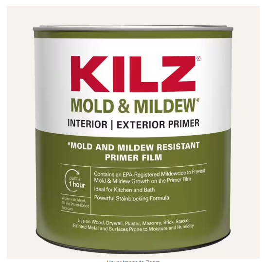 KILZ Mold and Mildew Water Based Interior and Exterior 1 qt. Primer